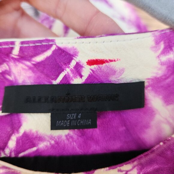 ALEXANDER WANG Tie Dye Genuine Leather Raw Hem Top - Picture 9 of 12